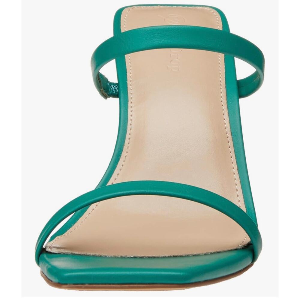 The Drop Women's Avery Ultramarine Green Square Toe Two Strap High Heels - Picture 4 of 4